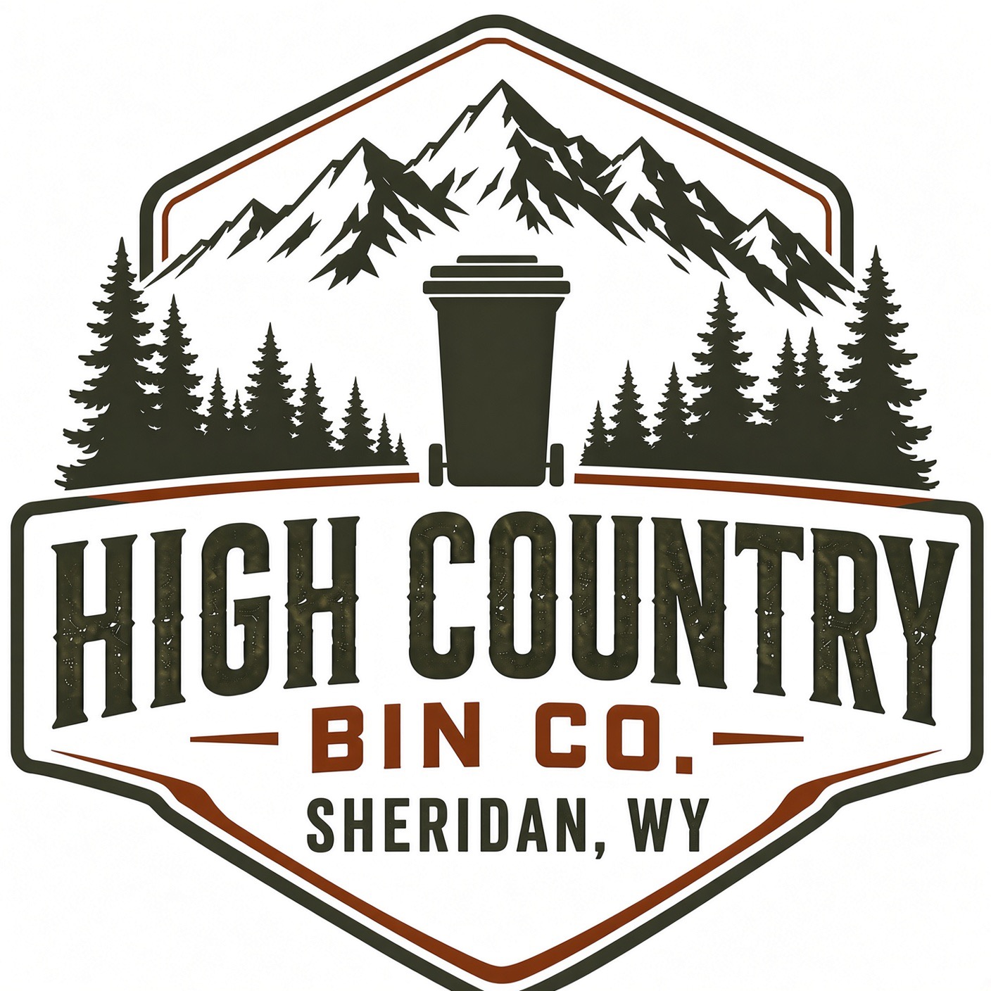 High Country Bin Co. mountain and trash bin logo