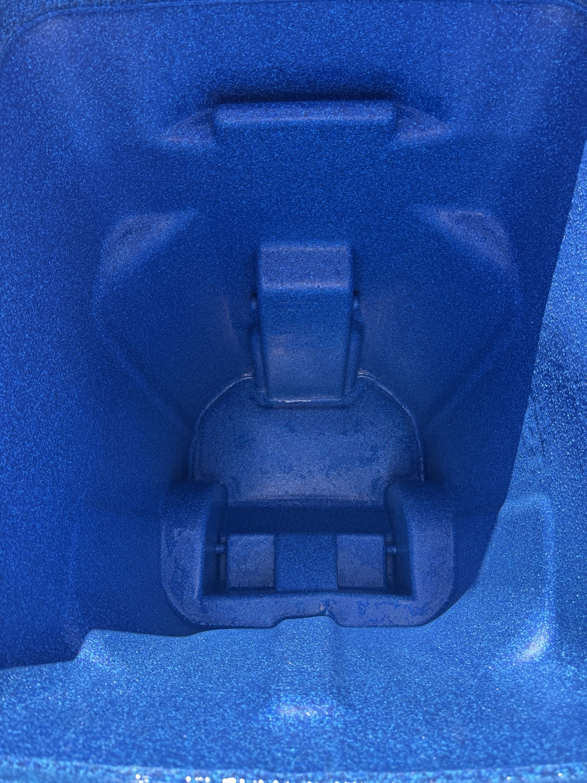 Blue bin interior after cleaning